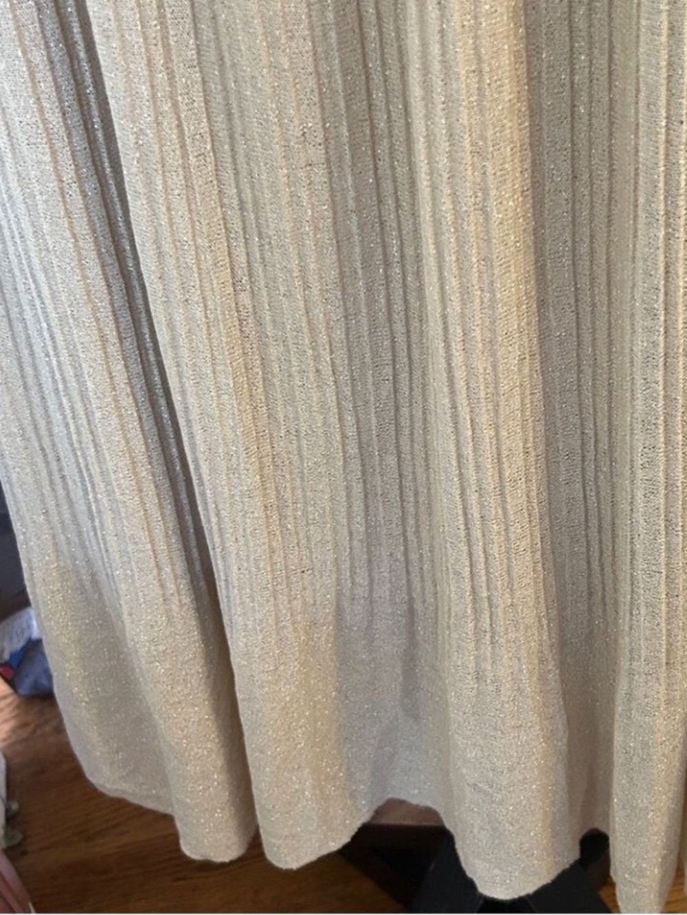 Metro Wear Cream Tan Metallic Gold Midi Maxi Skirt Fully Lined Gorgeous Large - Picture 4 of 8